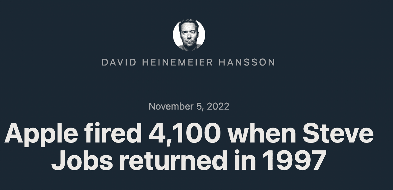Apple fired 4,100 when Steve Jobs returned in 1997