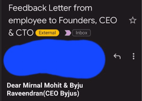 Feedback letter from employee to Founders, CEO & CTO