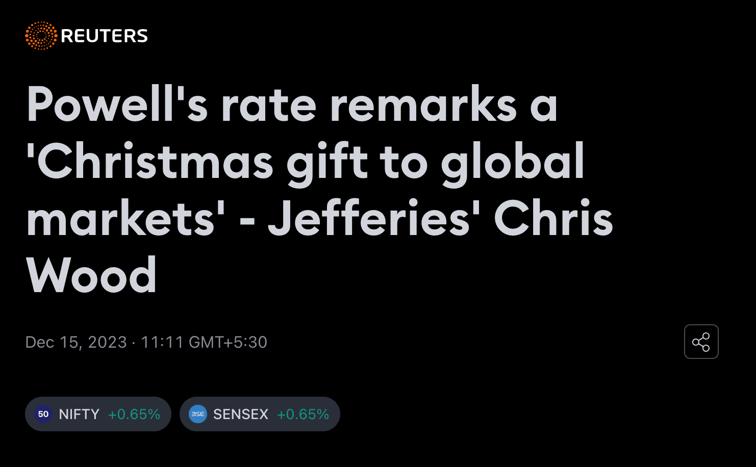 Powell's rate remarks a 'Christmas gift to global markets' - Jefferies' Chris Wood